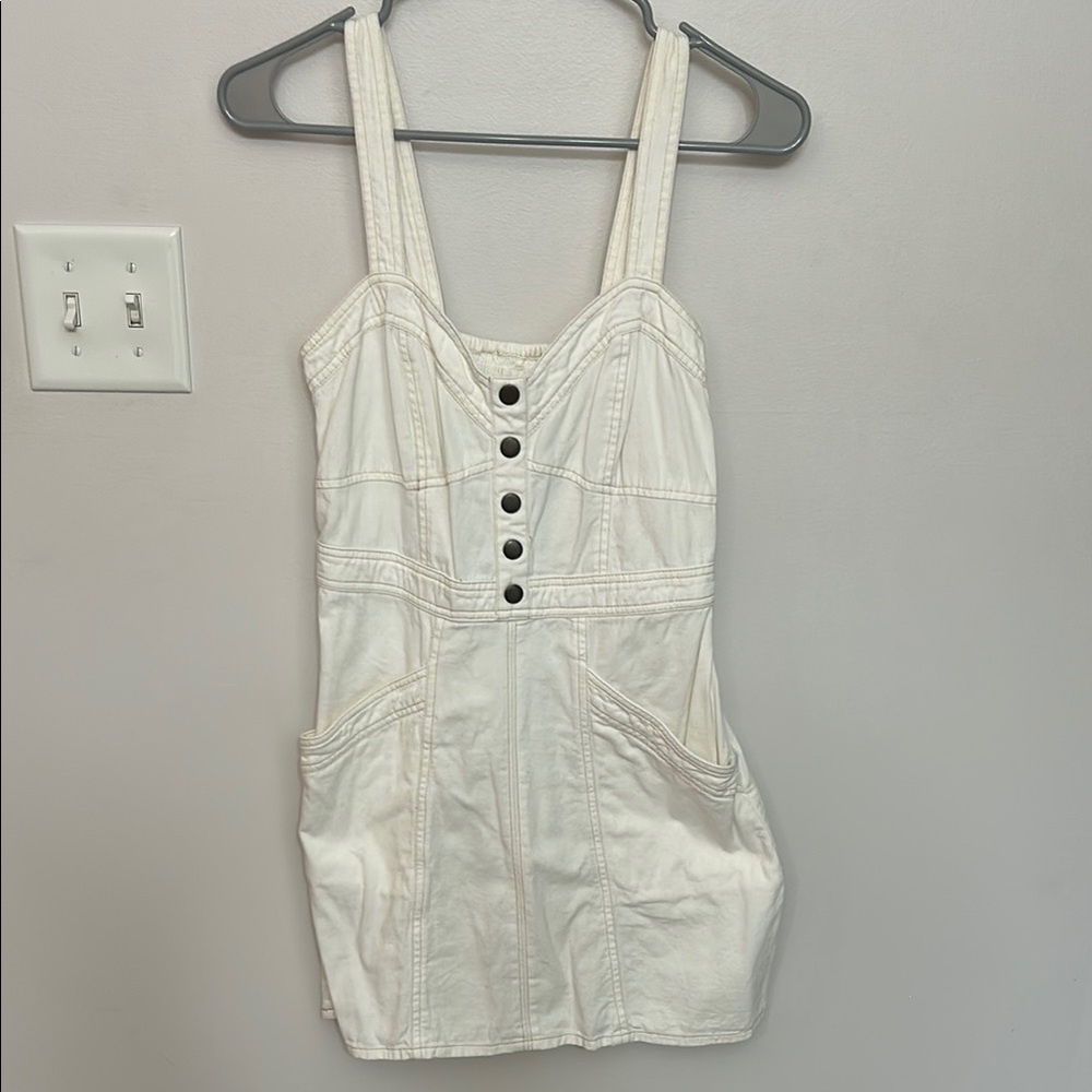 Japna White Button-Front Dress